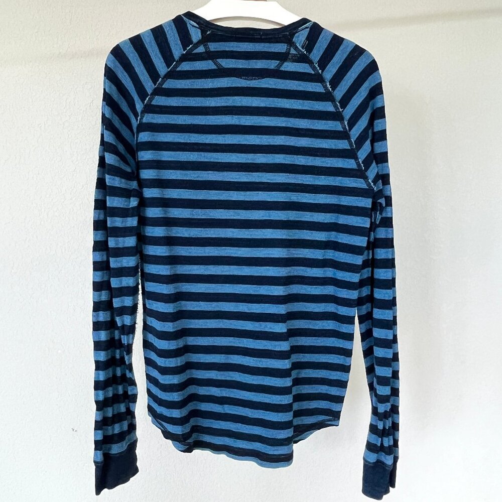 Lucky Brand True Indigo Blue Striped Cotton Long Sleeve Raglan Medium - Picture 6 of 6